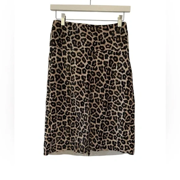 Theory Leopard Calf Hair Midi Skirt A-Line Designer Luxury Quiet Style